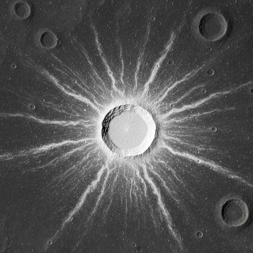 Aristarchus Crater on the Moon — brightest spot on the lunar surface with brilliant ejecta rays
