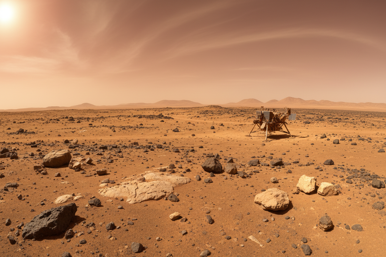 Chryse Planitia golden plains Mars surface, Viking 1 historic landing site