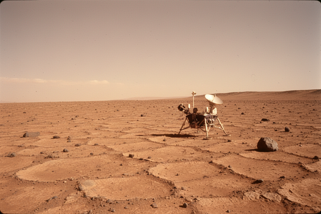 Utopia Planitia northern plains Mars surface with polygonal patterned ground